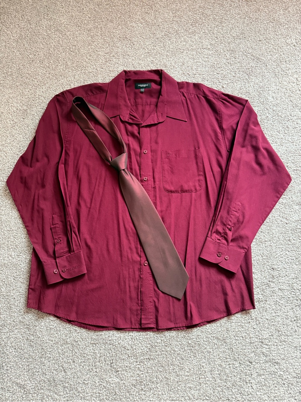 Agenda New York Men’s Burgundy Dress Shirt & Tie XL/TTG